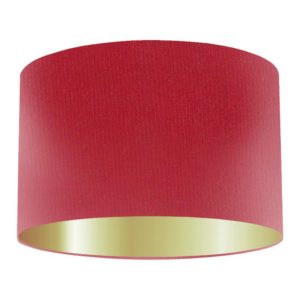 Cherry Silk Drum Lampshade With Gold Lining