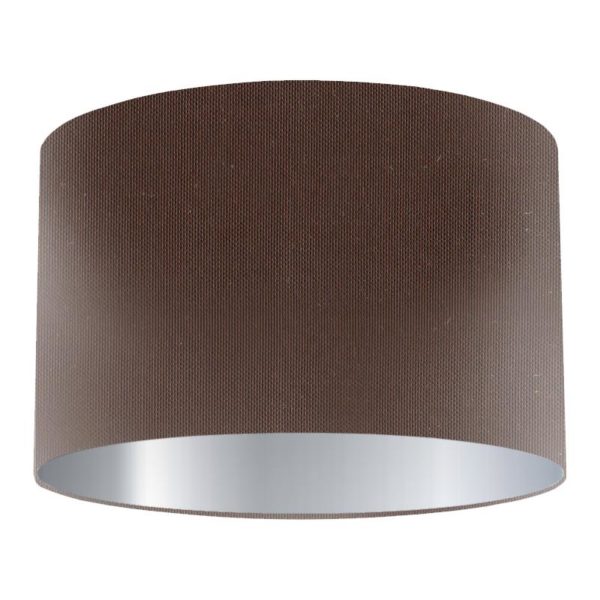 Chocolate Silk Drum Shade with Silver Lining