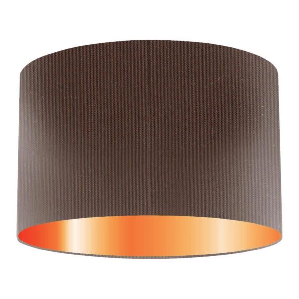 Chocolate Silk Drum Shade With Copper Lining