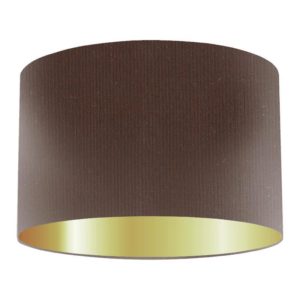 Chocolate Silk Drum Shade With Gold Lining