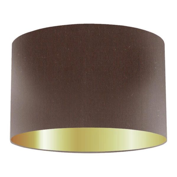 Chocolate Silk Drum Shade With Gold Lining