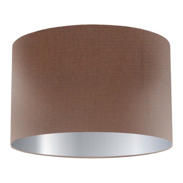 Cinnamon Silk Drum Lampshade with Silver Lining