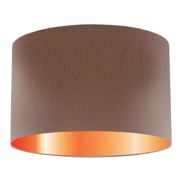 Cinnamon Silk Drum Lampshade With Copper Lining