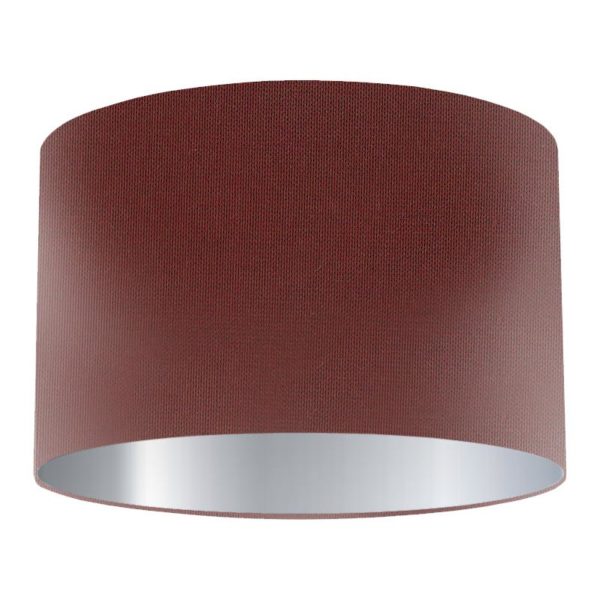 Claret Silk Drum Lampshade with Silver Lining