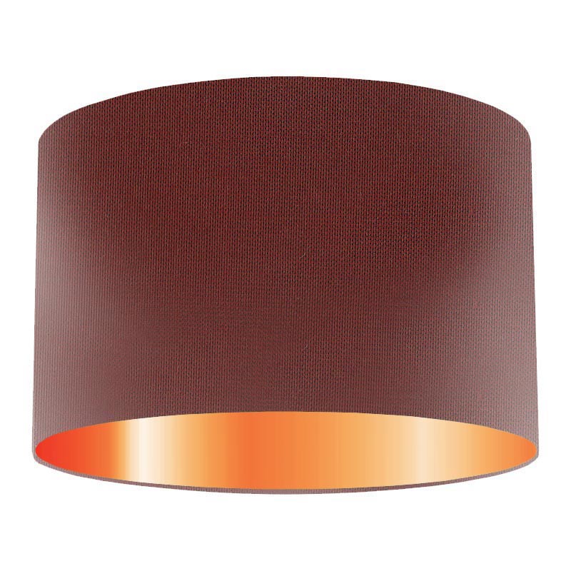 Claret Silk Drum Lampshade With Copper, Brown Lampshade With Copper Lining