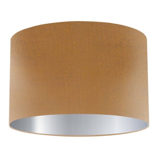 Copper Silk Drum Lampshade with Silver Lining