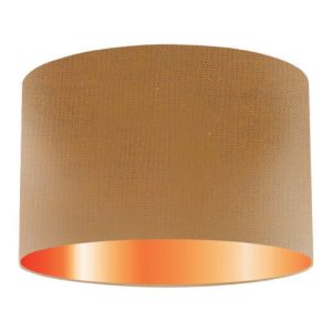 Copper Silk Drum Lampshade With Copper Lining