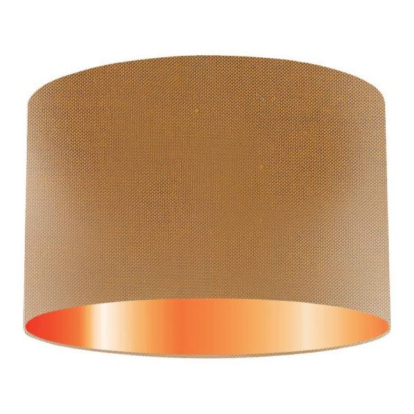 Copper Silk Drum Lampshade With Copper Lining