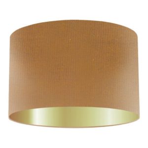 Copper Silk Drum Lampshade With Gold Lining