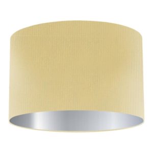 Corn Silk Drum Lampshade with Silver Lining