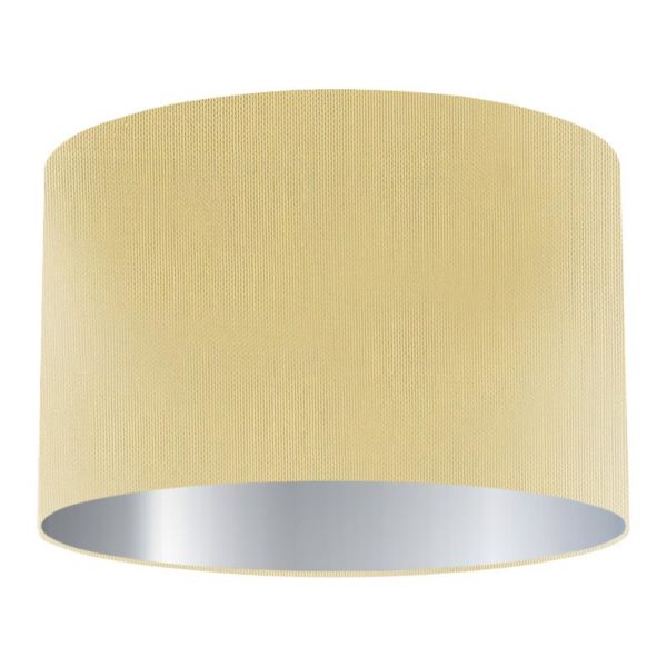 Corn Silk Drum Lampshade with Silver Lining