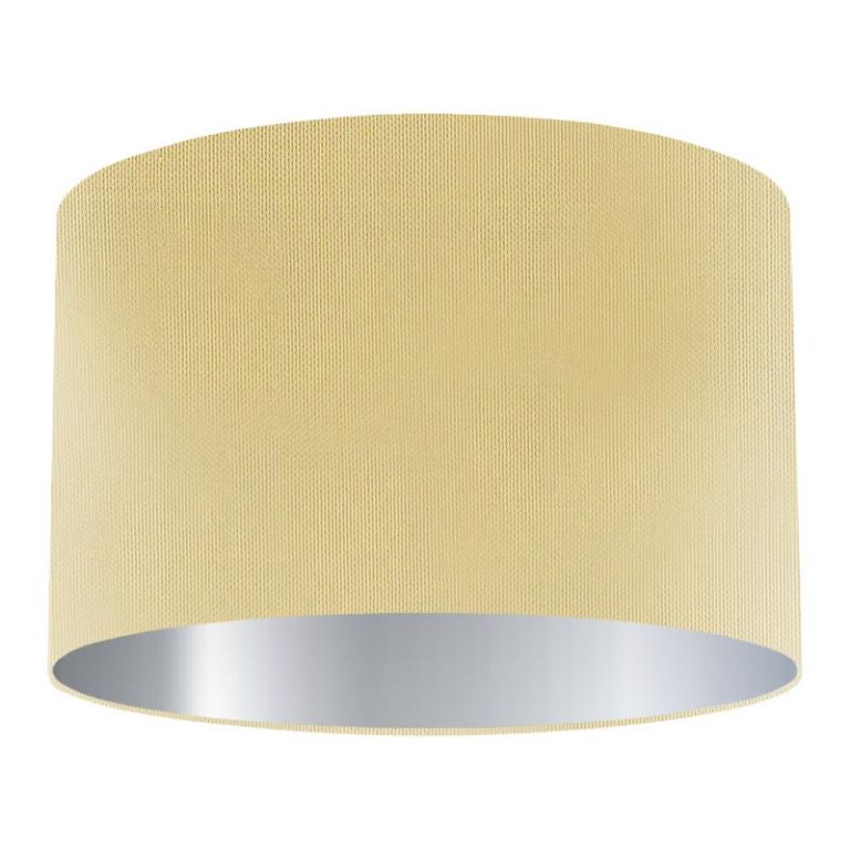 Corn Silk Drum Lampshade with Silver Lining Dorval Lighting