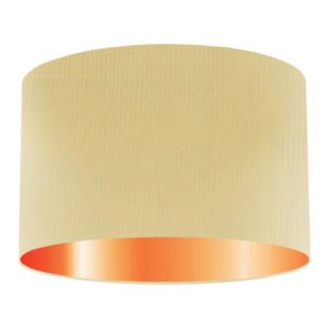Corn Silk Drum Lampshade With Copper Lining