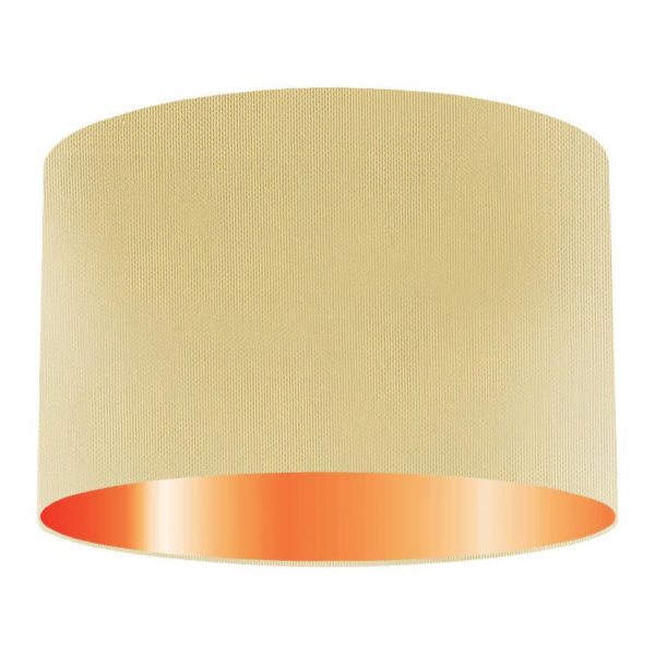Corn Silk Drum Lampshade With Copper Lining
