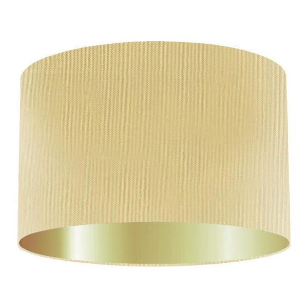 Corn Silk Drum Lampshade With Gold Lining