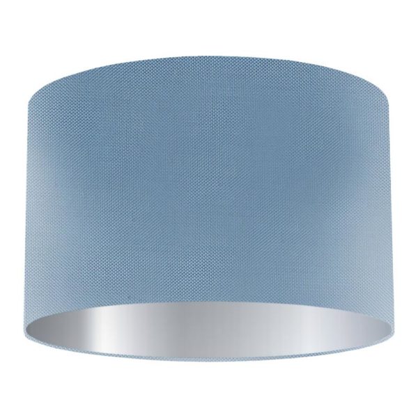Cornflower Silk Drum Lampshade with Silver Lining
