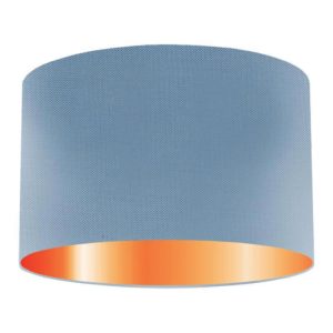 Cornflower Silk Drum Lampshade With Copper Lining