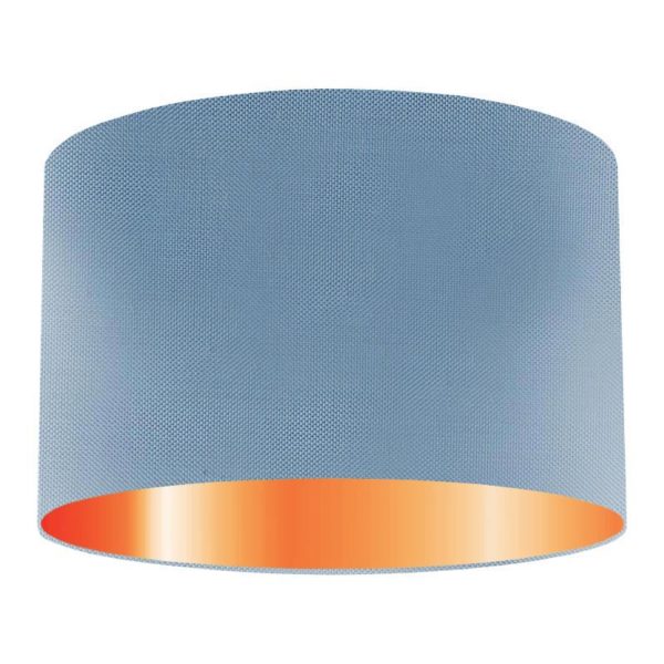 Cornflower Silk Drum Lampshade With Copper Lining