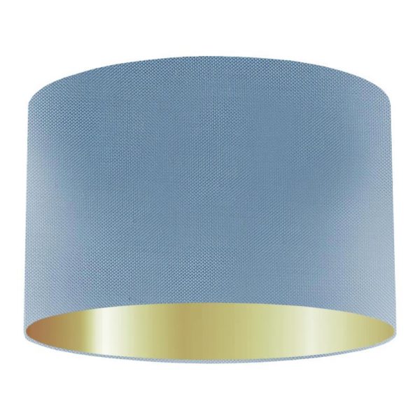 Cornflower Silk Drum Lampshade With Gold Lining