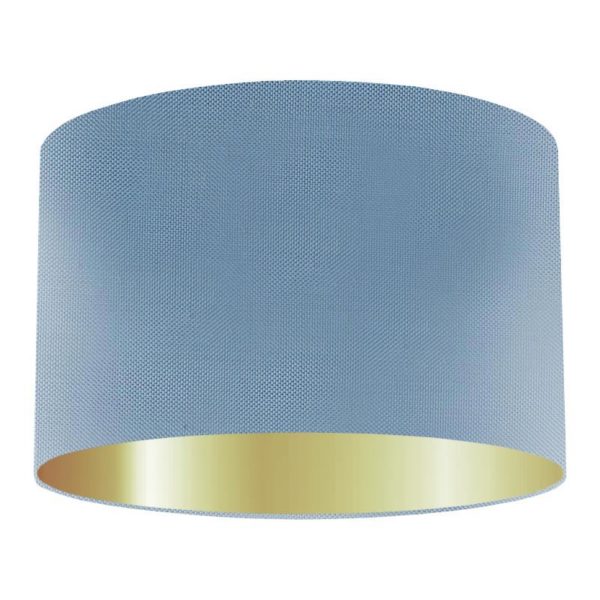 Cornflower Silk Drum Lampshade With Gold Lining