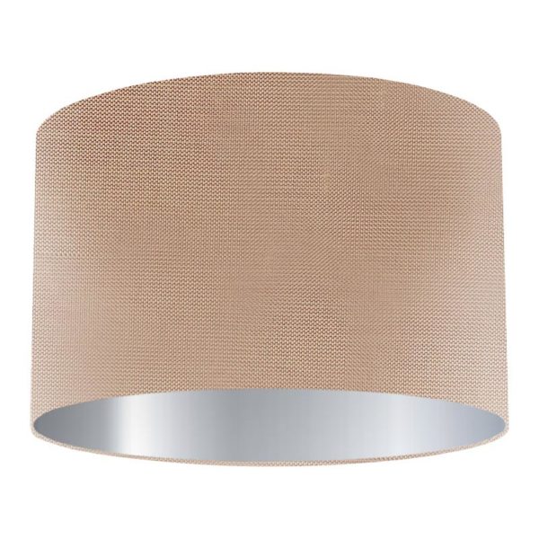 Crush Silk Drum Lampshade with Silver Lining
