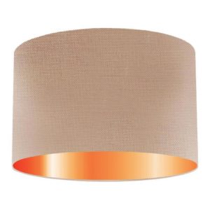Crush Silk Drum Lampshade With Copper Lining