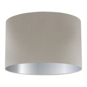 Dove Grey Silk Drum Lampshade with Silver Lining