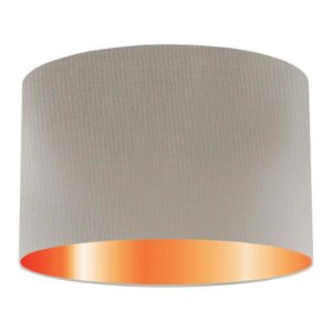 Dove Grey Silk Drum Lampshade With Copper Lining