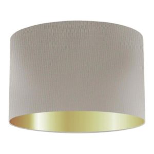 Dove Grey Silk Drum Lampshade With Gold Lining