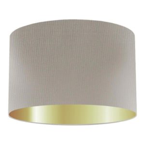 Dove Grey Silk Drum Lampshade With Gold Lining