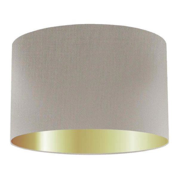 Dove Grey Silk Drum Lampshade With Gold Lining