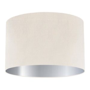 Egg Shell Silk Drum Lampshade with Silver Lining