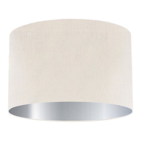 Egg Shell Silk Drum Lampshade with Silver Lining