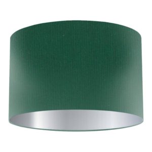 Evergreen Silk Drum Lampshade with Silver Lining