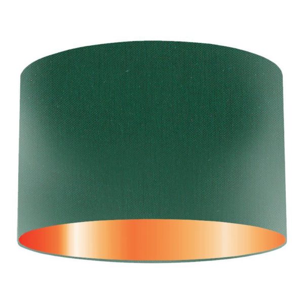 Evergreen Silk Drum Lampshade With Copper Lining
