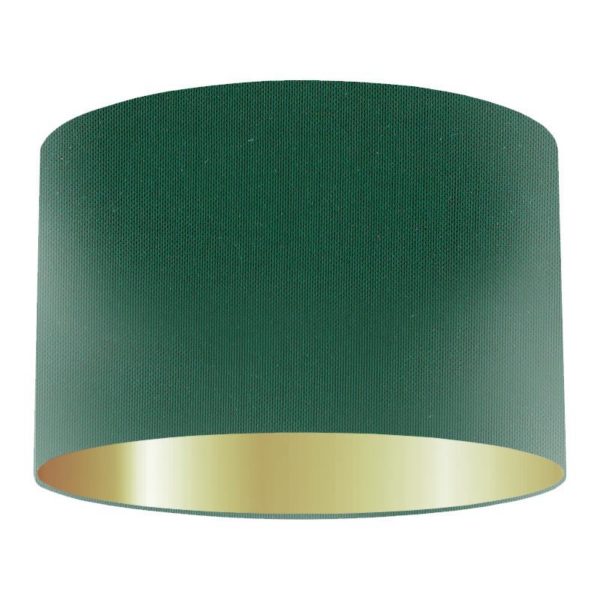 Evergreen Silk Drum Lampshade With Gold Lining