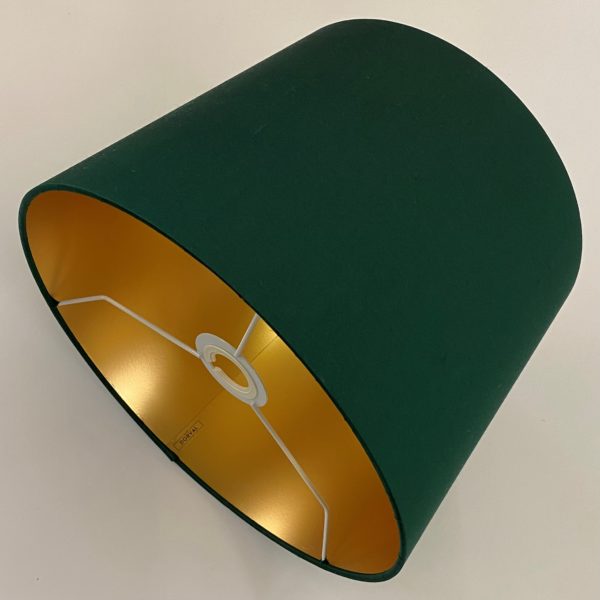 Evergreen Silk with Frosted Gold Metallic Lining French Drum Lampshade