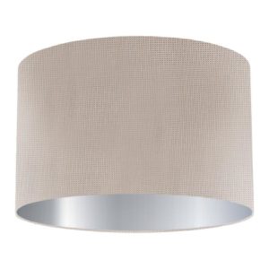 Feather Silk Drum Lampshade with Silver Lining