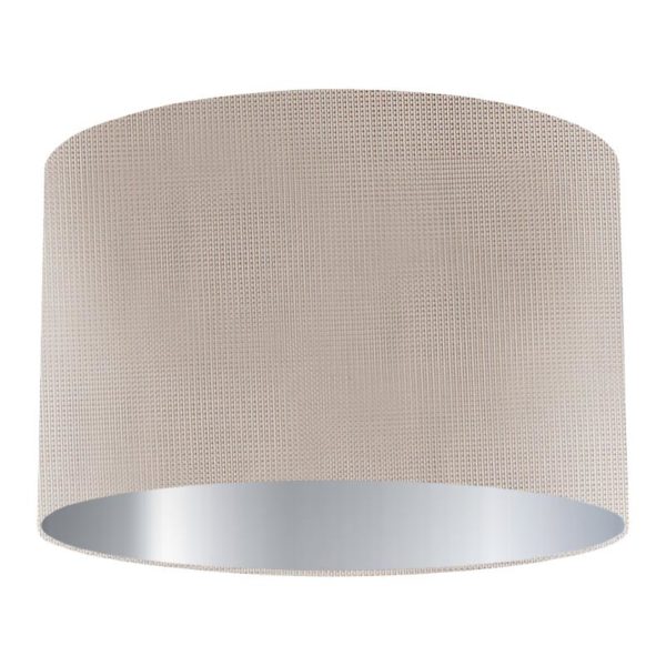 Feather Silk Drum Lampshade with Silver Lining