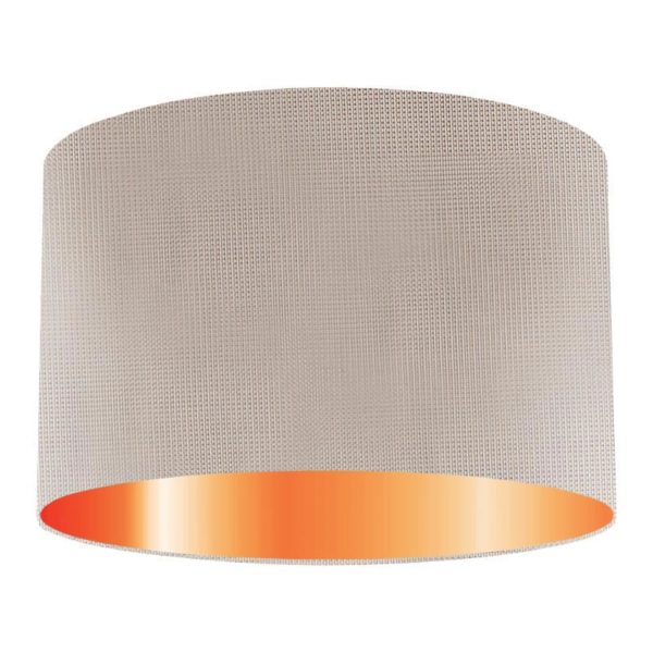 Feather Silk Drum Lampshade With Copper Lining
