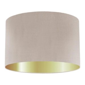 Feather Silk Drum Lampshade With Gold Lining