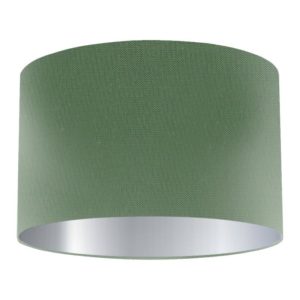 Fern Silk Drum Lampshade with Silver Lining