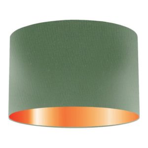 Fern Silk Drum Lampshade With Copper Lining