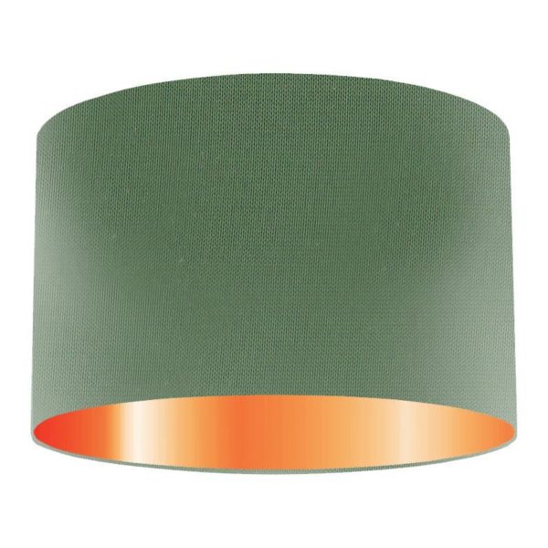 Fern Silk Drum Lampshade With Copper Lining