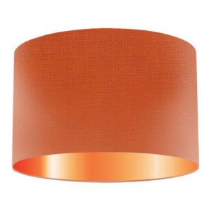 Flame Silk Drum Lampshade With Copper Lining