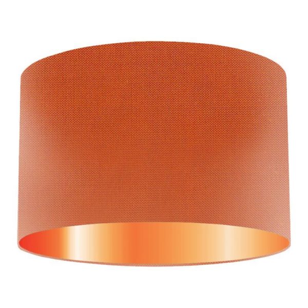 Flame Silk Drum Lampshade With Copper Lining