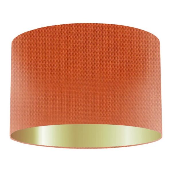 Flame Silk Drum Lampshade With Gold Lining