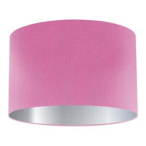 Flamingo Silk Drum Lampshade with Silver Lining