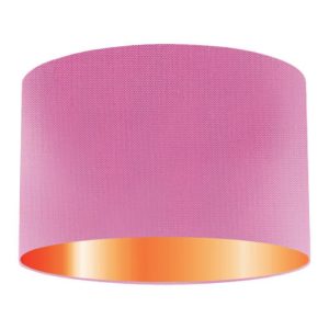 Flamingo Silk Drum Lampshade With Copper Lining