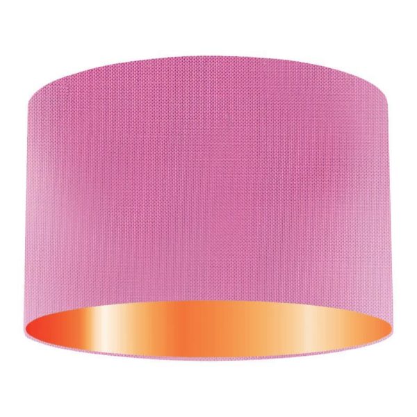 Flamingo Silk Drum Lampshade With Copper Lining